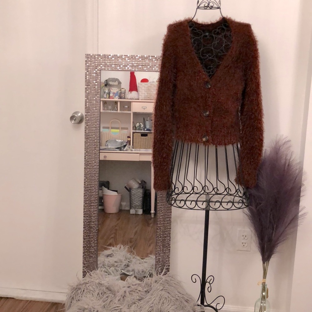 Wild fable burgundy fuzzy sweater Medium